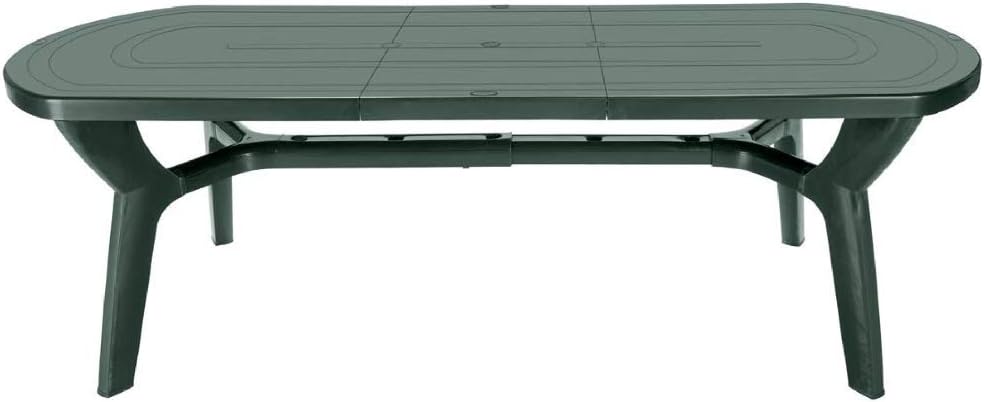 Green Boheme Pagoda Oval Table with Extension, Green, 230/180 x 90 cm