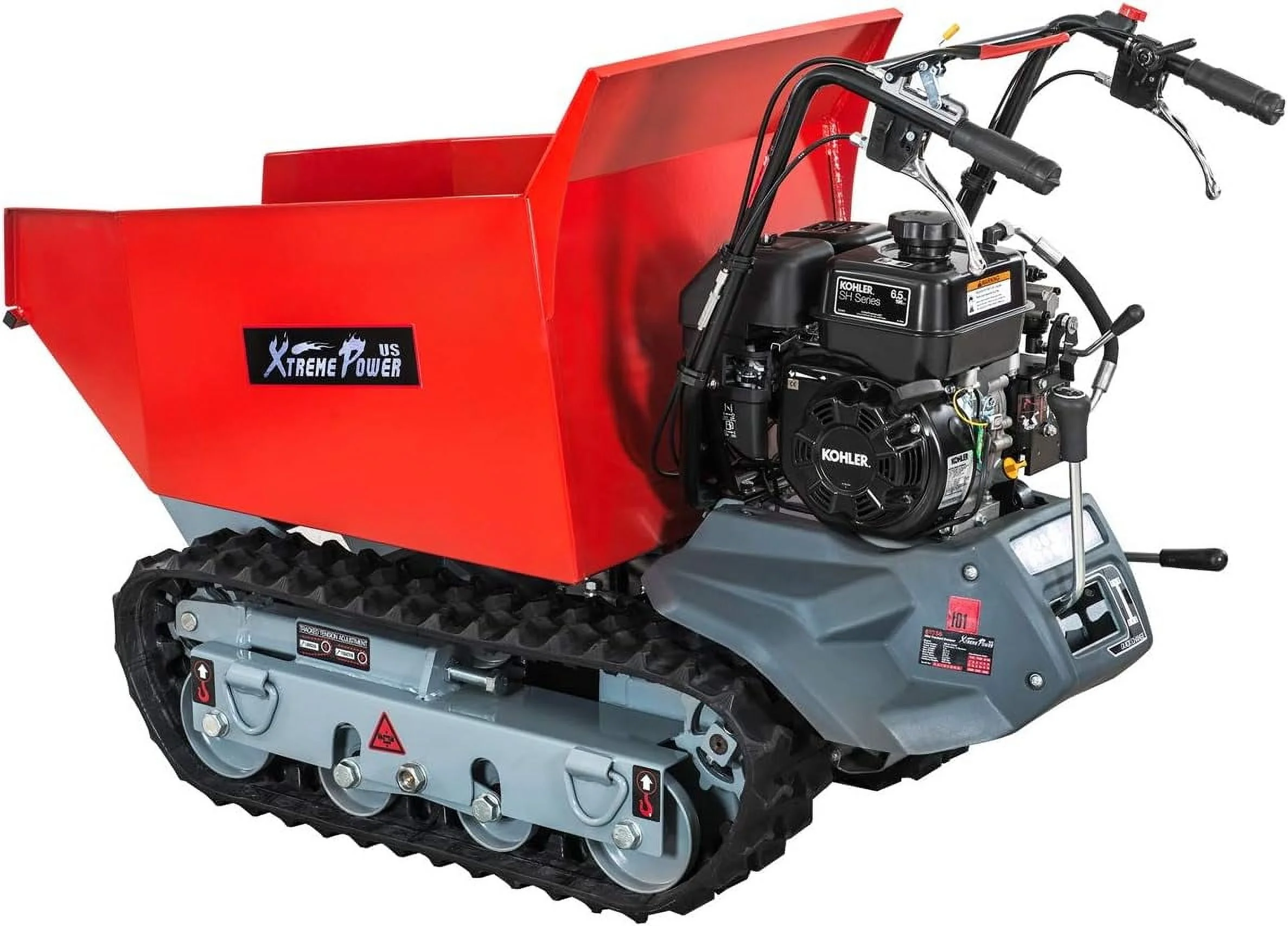 XtremepowerUS Track Barrow, 660lb Loading Capacity, 6.5HP Kohler, Gas Powered Wheelbarrow