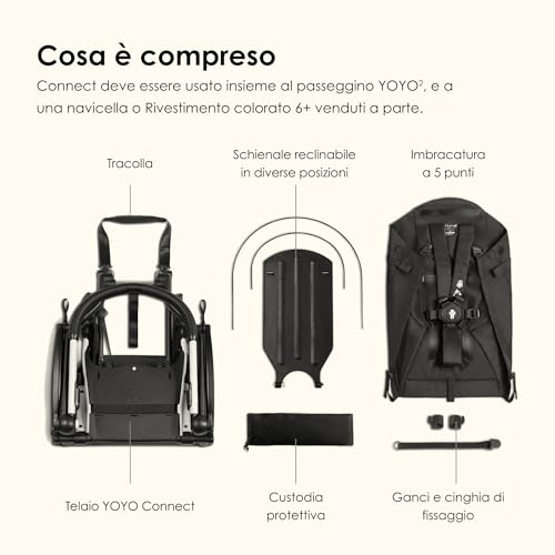 BABYZEN YOYO Connect, Bianco   Trasforma il tuo passeggino YOYO2 in un passeggino doppio   Compatto e maneggevole : Prima infanzia