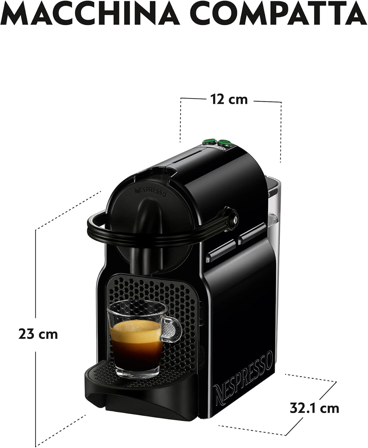 Nespresso Inissia EN80.B, De'Longhi Coffee Machine, Nespresso Capsule System, Water Tank 0.7L, Black