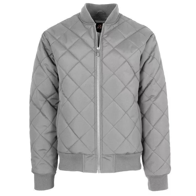 12 Pack Men's Padded Quilted Bomber Jacket �C Grey