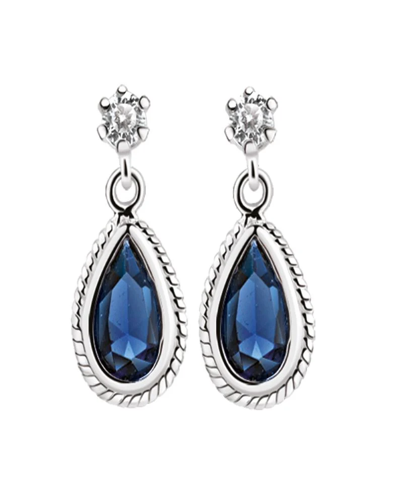 Newbridge Silverware Silver Earrings with Blue Stone