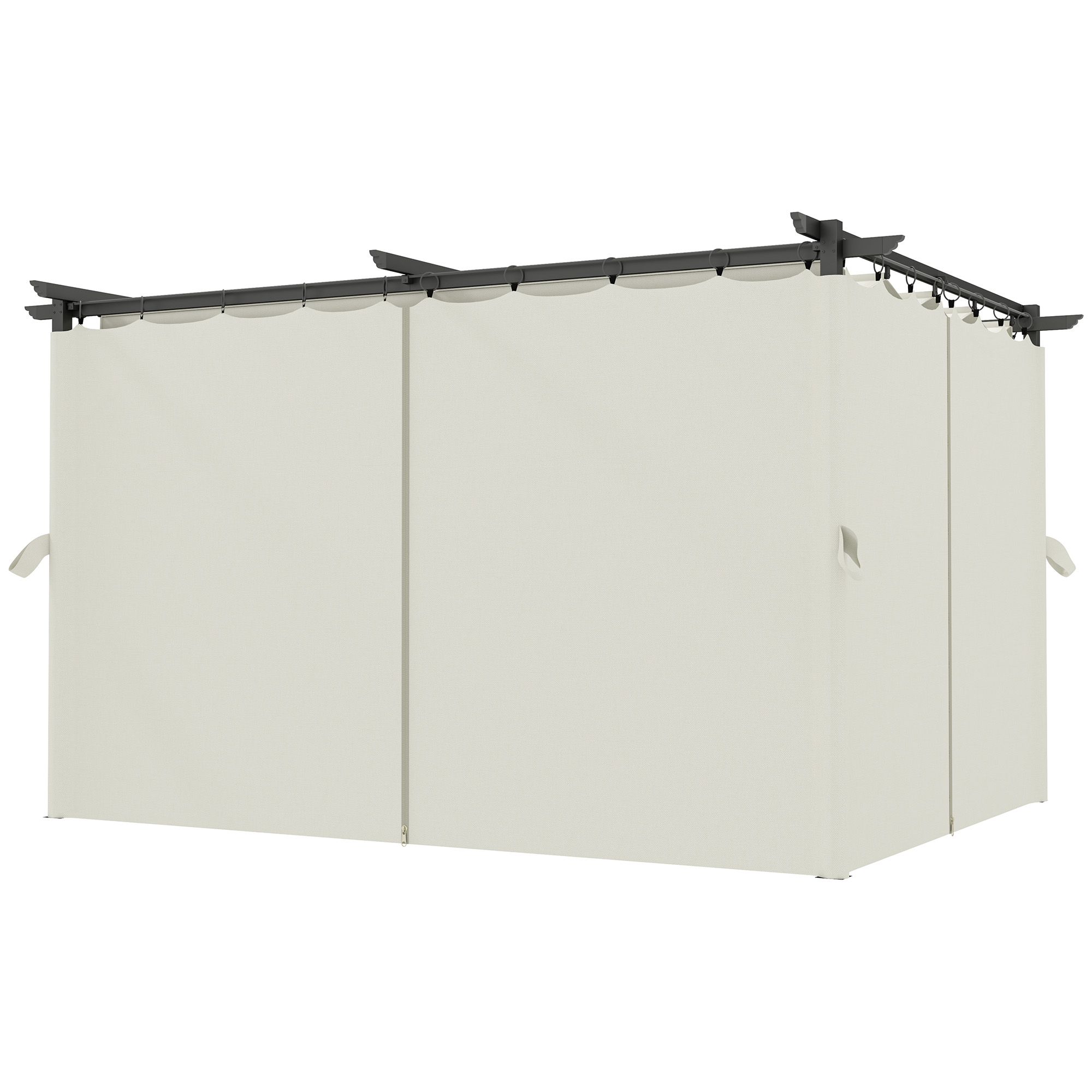 Outsunny Gartenpergola im Freien 3 x 4 m, ausziehbares Dach und Vorhänge, UV-Schutz UPF30+, für Grillfeste, Terrasse, Terrasse, Creme