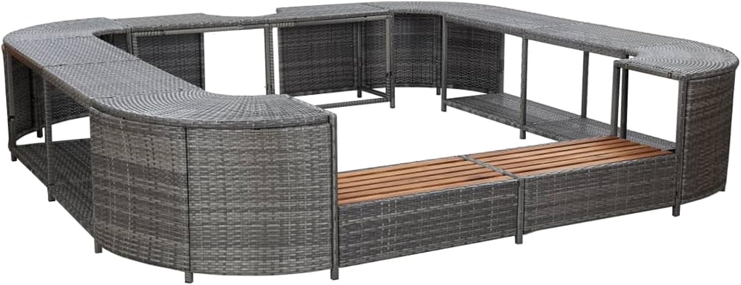 CIADAZ Badewannen mit Sprudelfunktion, 268x268x55 cm, Grau, Whirlpool-Umrandung, Poolumrandung, Pool Verkleidung R