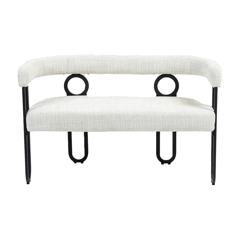 Doppelsofa mit abgerundeter Rückenlehne, Chenille-Stoff, modernes Design,Beige