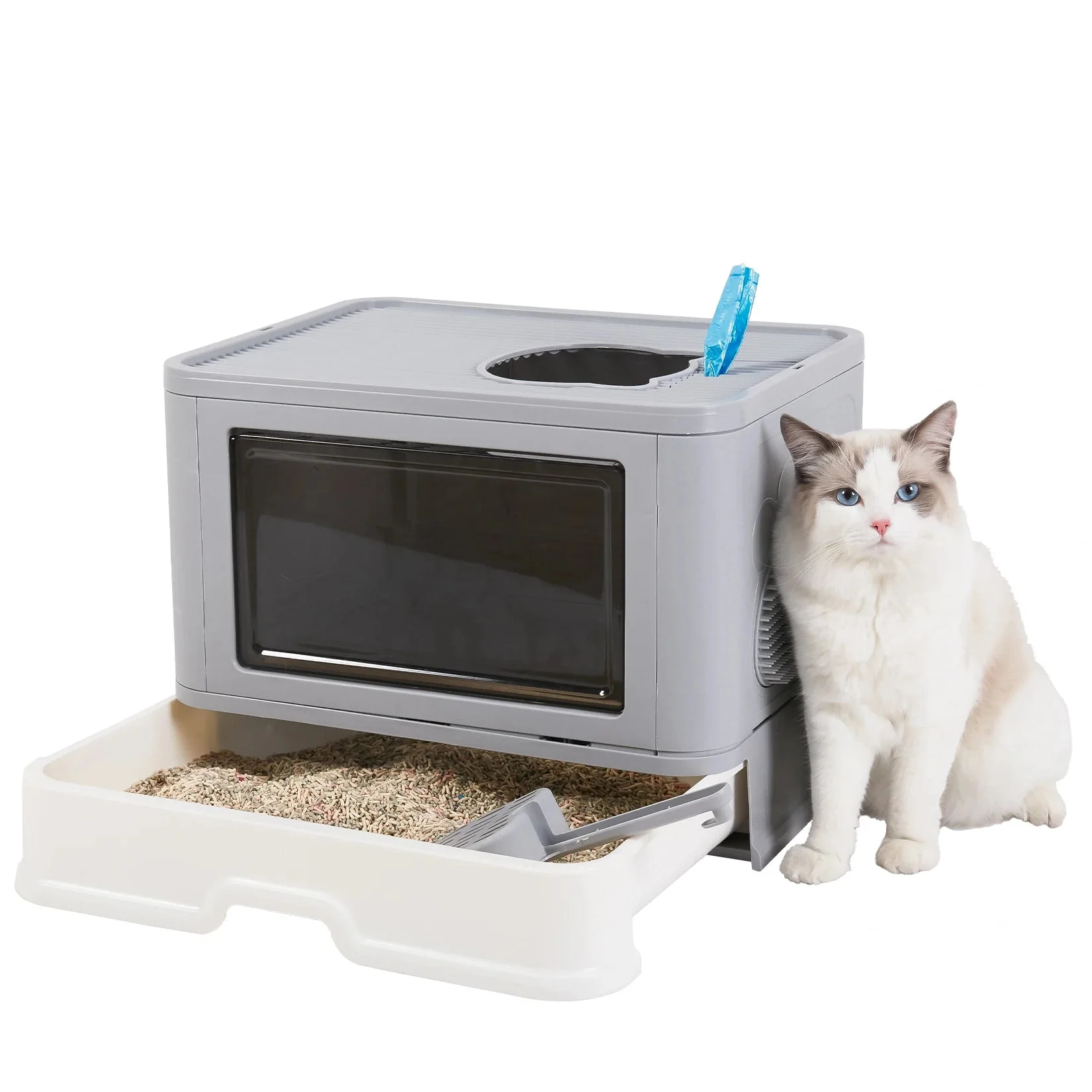 Foldable Cat Litter Box �C Dual-Entry Design, Fully Enclosed & Easy Clean