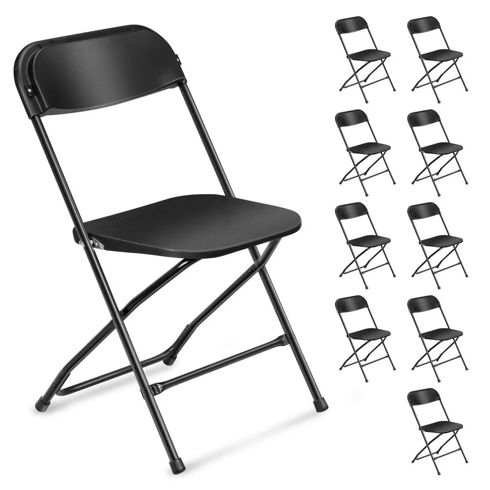Ktaxon 10 Pack Black Plastic Folding Chairs &ndash; Ergonomic, Portable & Durable for Events