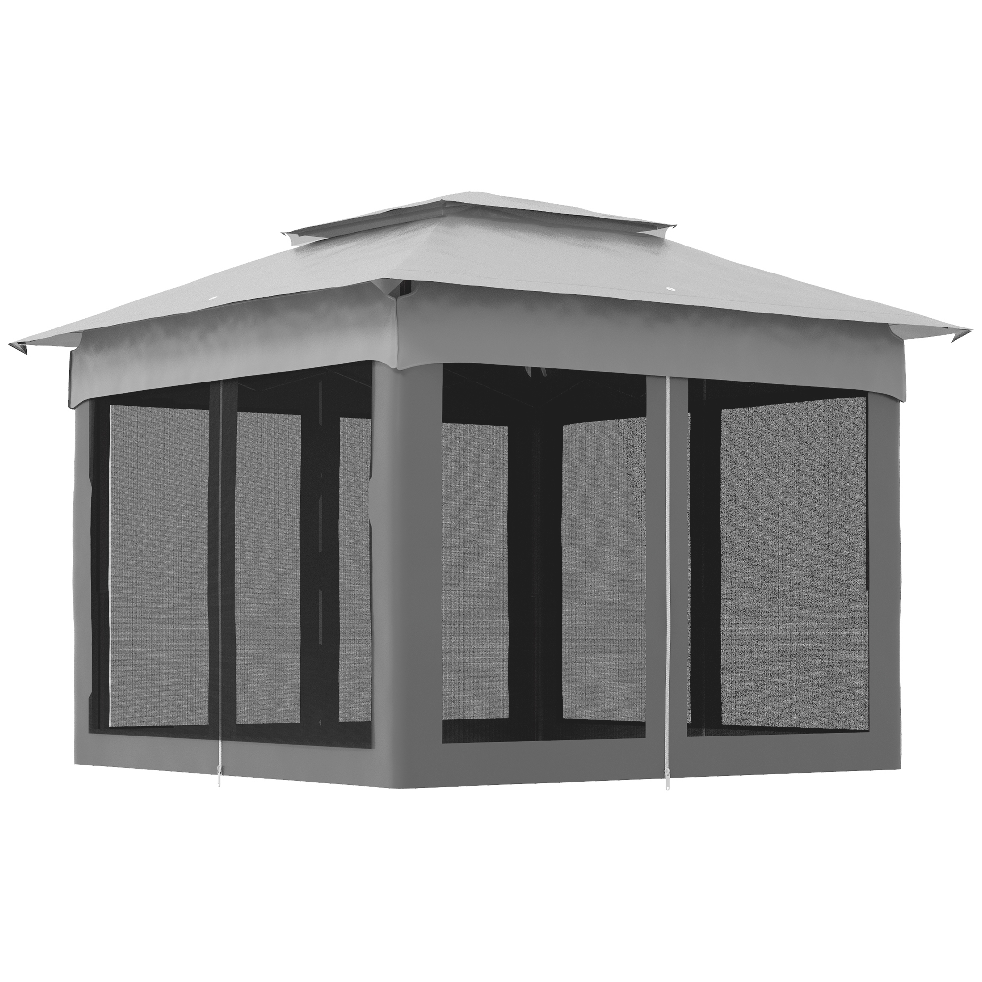 Outsunny Pop-Up Gartenpavillon Faltbar Stahl Polyester wasserdichter Anti-UV Moskitonetze + Transporttasche