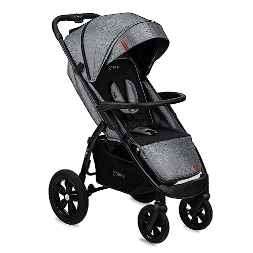 MoMi MIYA Passeggino per bambini da 6 mesi (fino a 22 kg), cintura di sicurezza regolabile a 5 punti, cestino per la spesa, coprigambe, portabicchieri, parapioggia e zanzariera : Prima infanzia