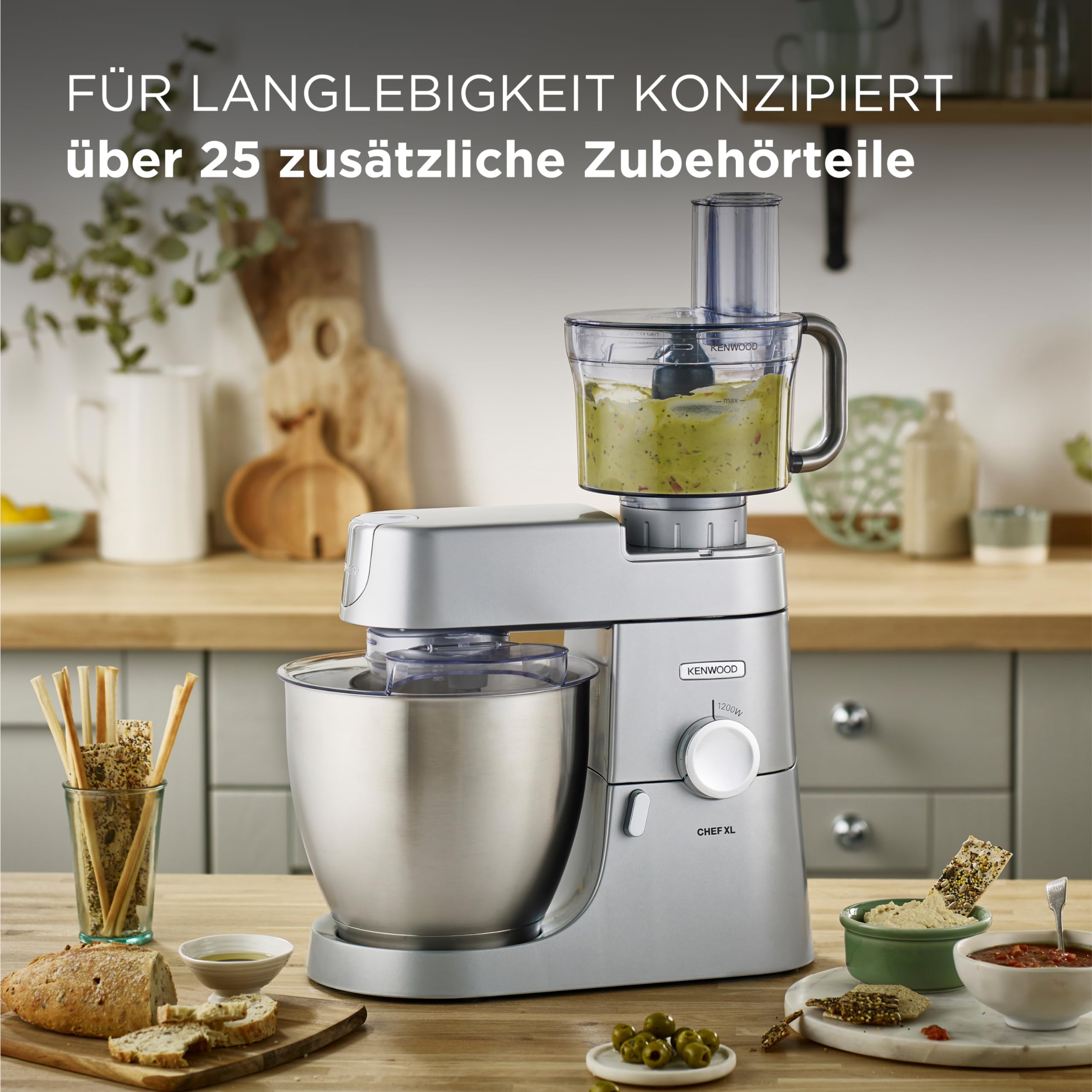 Küchenmaschine Chef XL KVL4100S mit 6,7 l Edelstahl-Rührschüssel, 1200 W und 3-teiligem Patisserie-Set, silber
