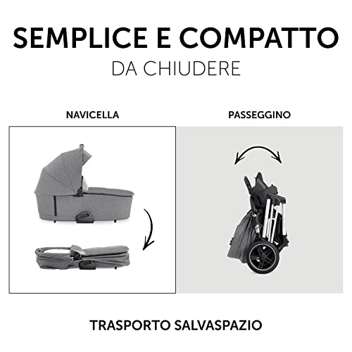 hauck Carrozzina Per Neonati Vision X Set   Passeggino e Navicella Neonato, dalla Nascita fino a 22 kg   Passeggino Reversibile con Coprigambe, Ruote di Gomma   Pieghevole e Compatto   Grigio Melange : Prima infanzia