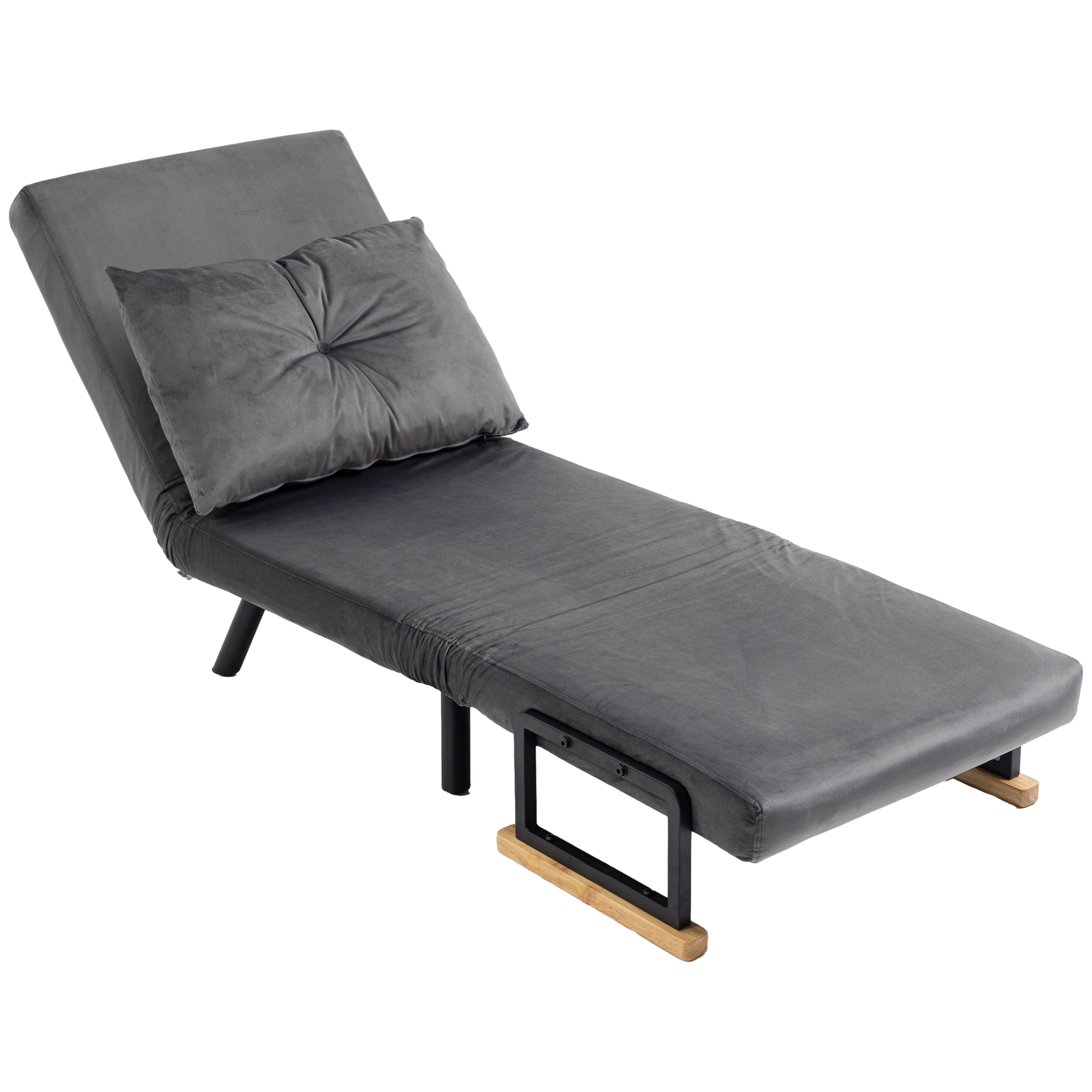 HOMCOM Relaxsessel im Skandidesign, Liegesessel, Lesesessel. ink. Kissen mit Knopfhefung, Schwarz + Natur