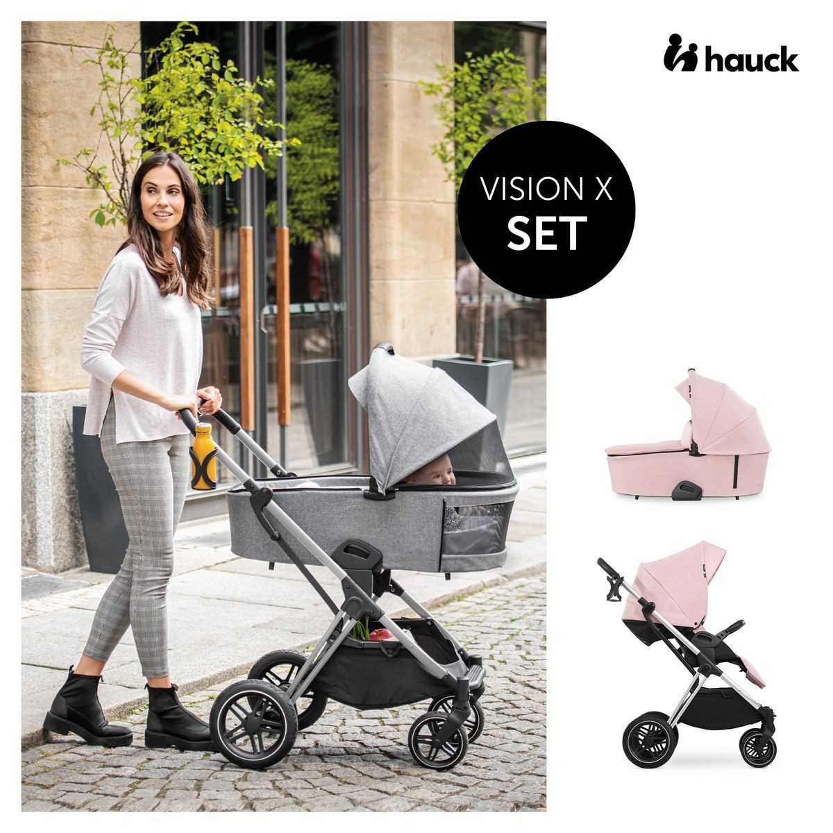 Kombi-Kinderwagen Vision X Duoset Silver - Melange Rose