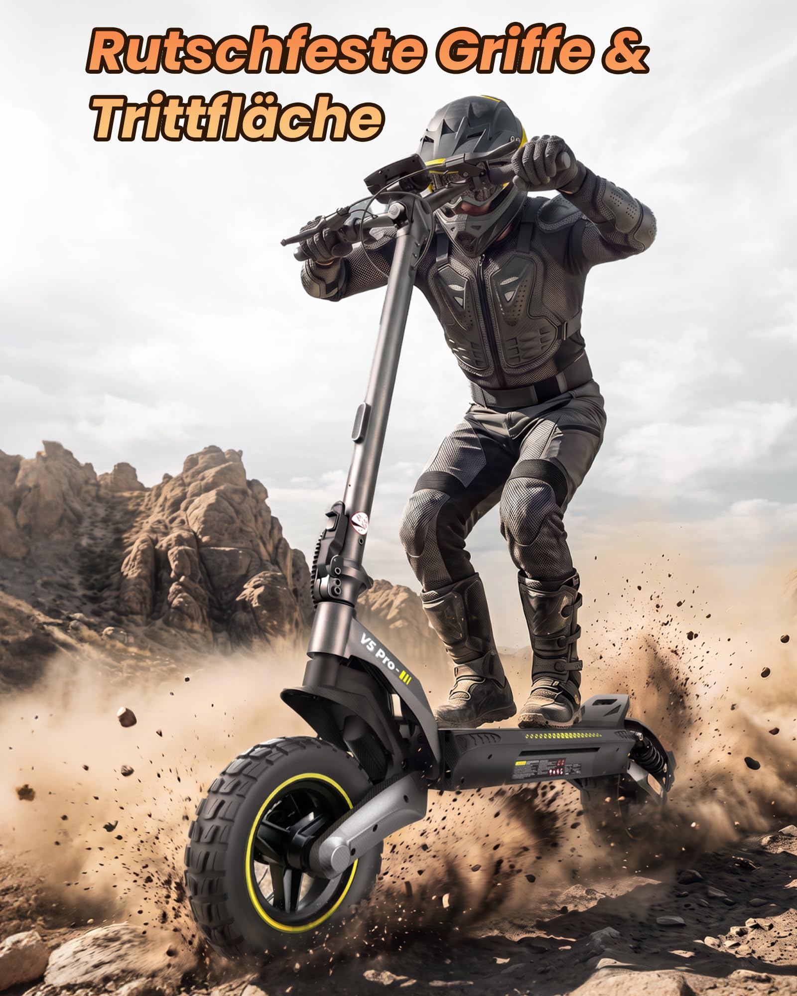 E-Scooter V5Pro mit ABE 500 W 20 km/h 10-Zoll-Luftreifen 48 V 12,5 Ah Akku bis 70 km Reichweite Doppelstoßdämpfung