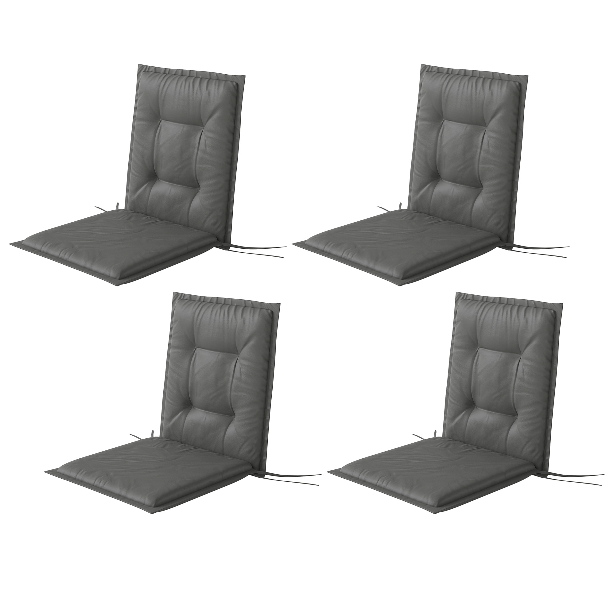 Outsunny 4er Set Sitzkissen 108 x 50 x 5 cm Stuhlkissen mit Bändern, Outdoor Indoor Sitzauflage Hellgrau