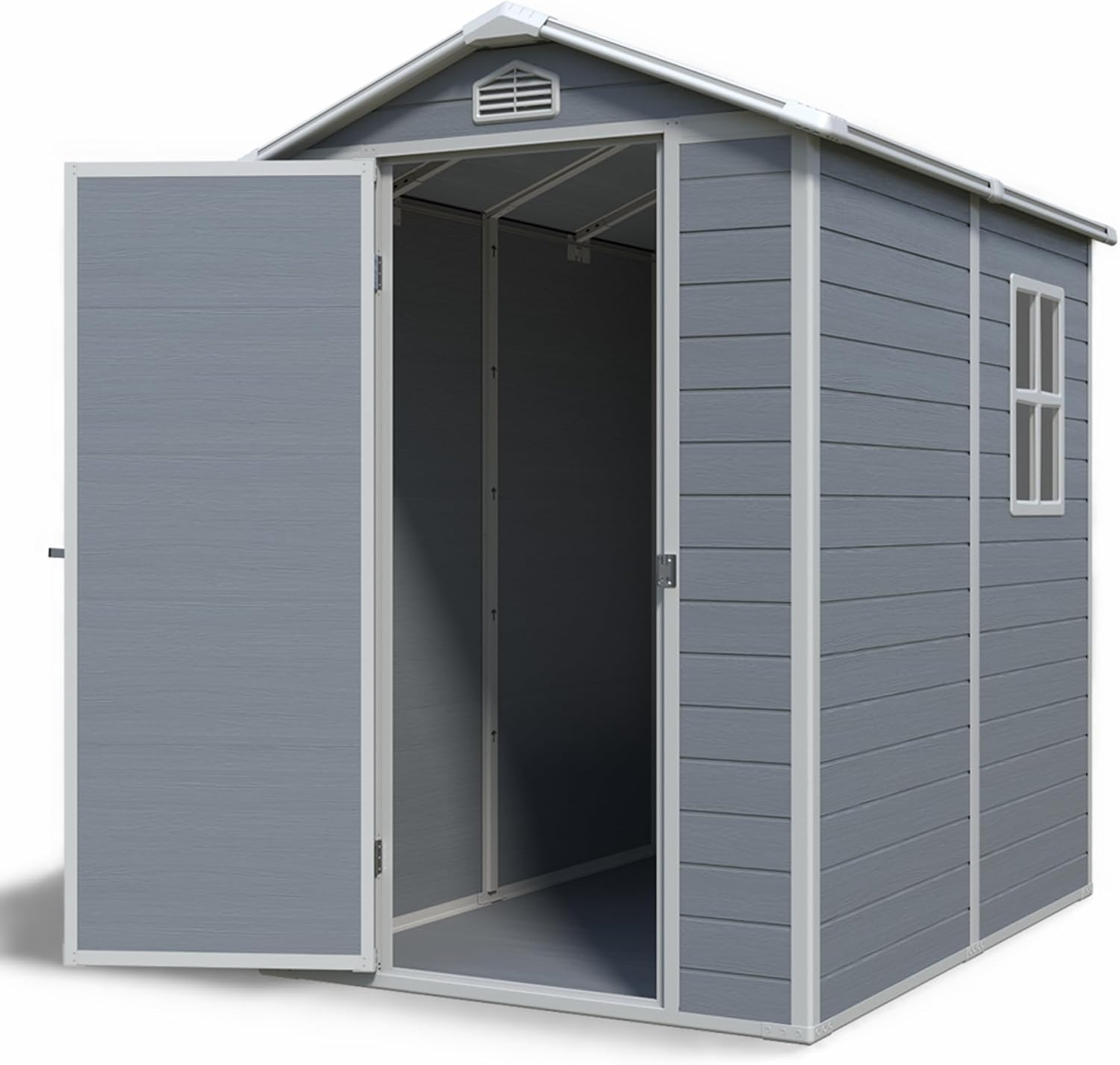 Gartenhaus Lönneberga 2,5m² Kunststoff | Polypropylen (PP) Geräteschuppen witterungsbeständig 124 x 191 x 167/199 cm (B x T x H) grau