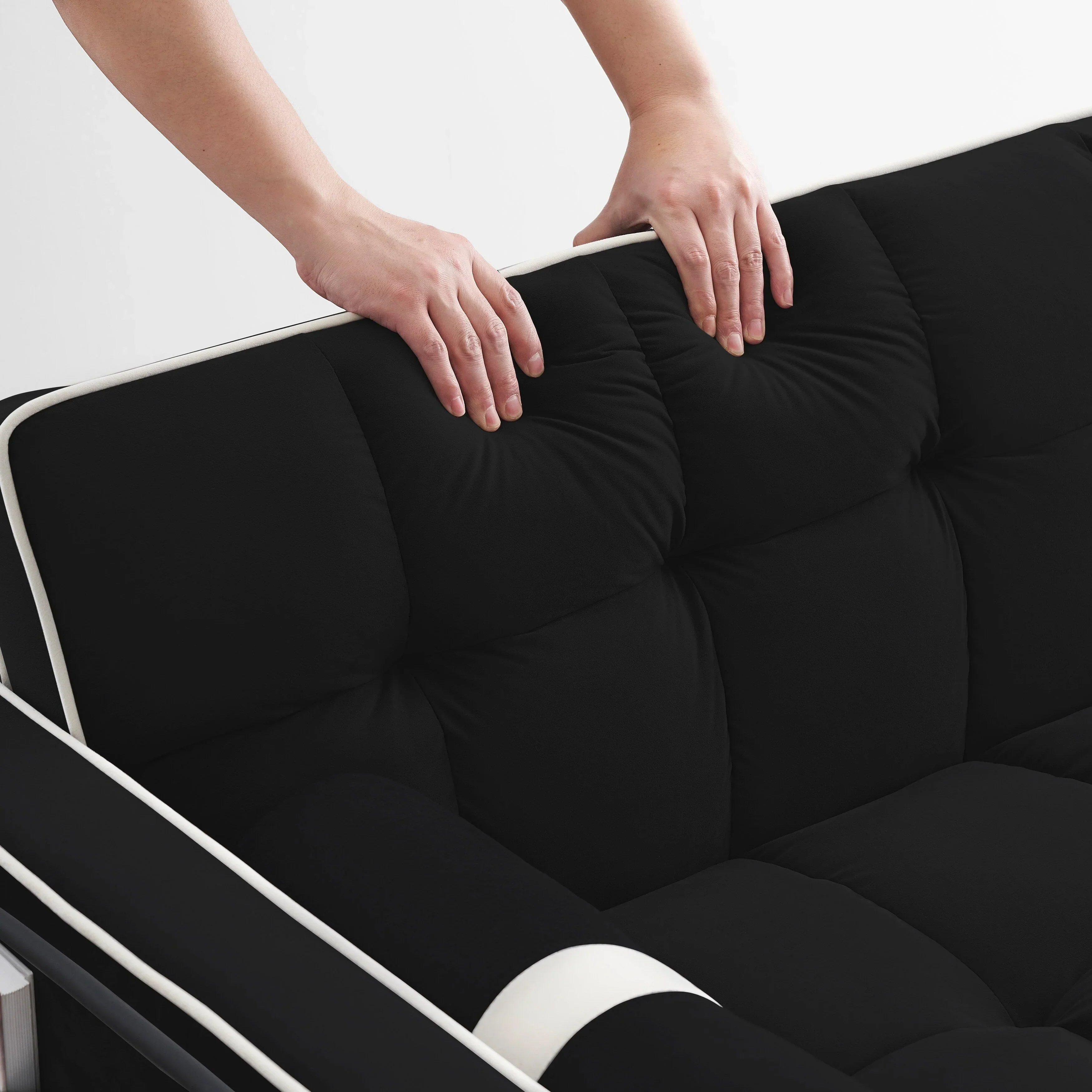 Velvet Convertible 55'' 2-Seater Sleeper Sofa with Pull-Out Bed, Adjustable Recline, Side Pockets, and Phone Holder