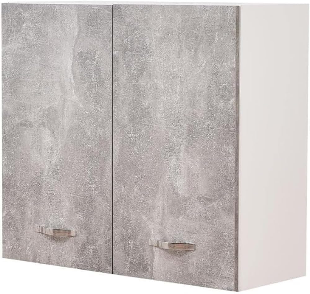 Shally Dogan Kitchen Wall Cabinet, Wooden Hanging Wardrobe with Two Doors, 1 Shelf and 2 Compartments, Spacious and Durable Wall Cabinet, Dimensions 80 x 32 x 72H cm (White)