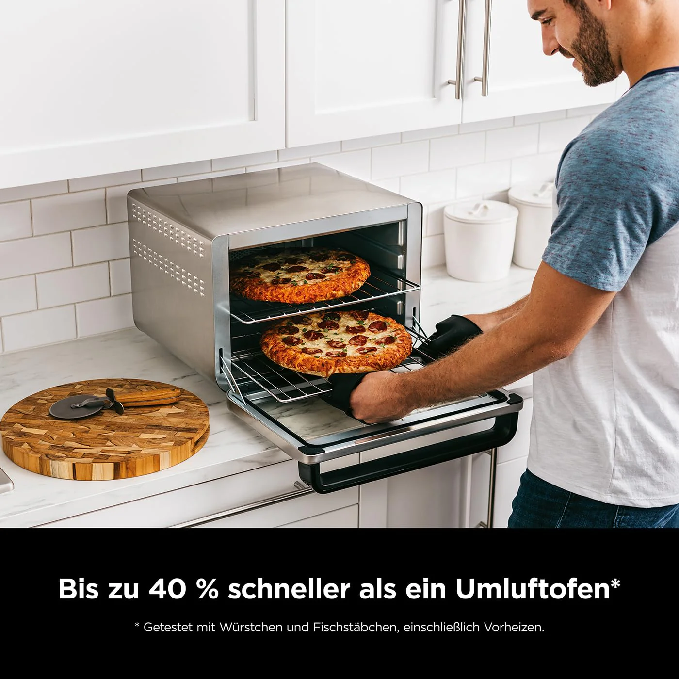 2025 Ninja Foodi 10-in-1 multifunctionele oven, draagbare mini-oven voor aanrecht, multifunctionele oven met 10 kookfuncties; Air Fry, Roosteren, Grillen, Bakken en meer, zilver/zwart DT200EU