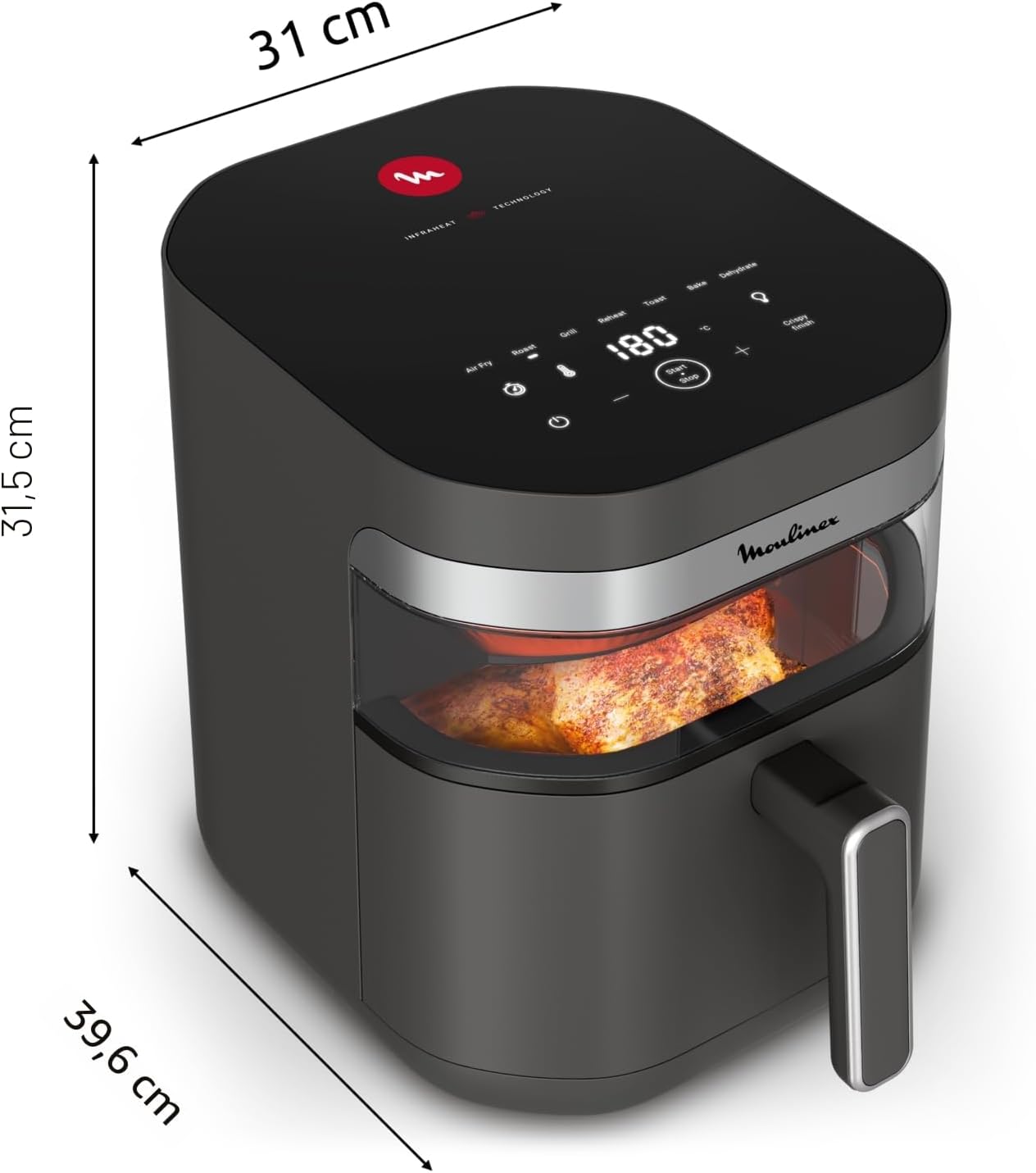 Moulinex Easy Fry Infrared, Friggitrice ad Aria 7L, Coal Grey, EZ832H