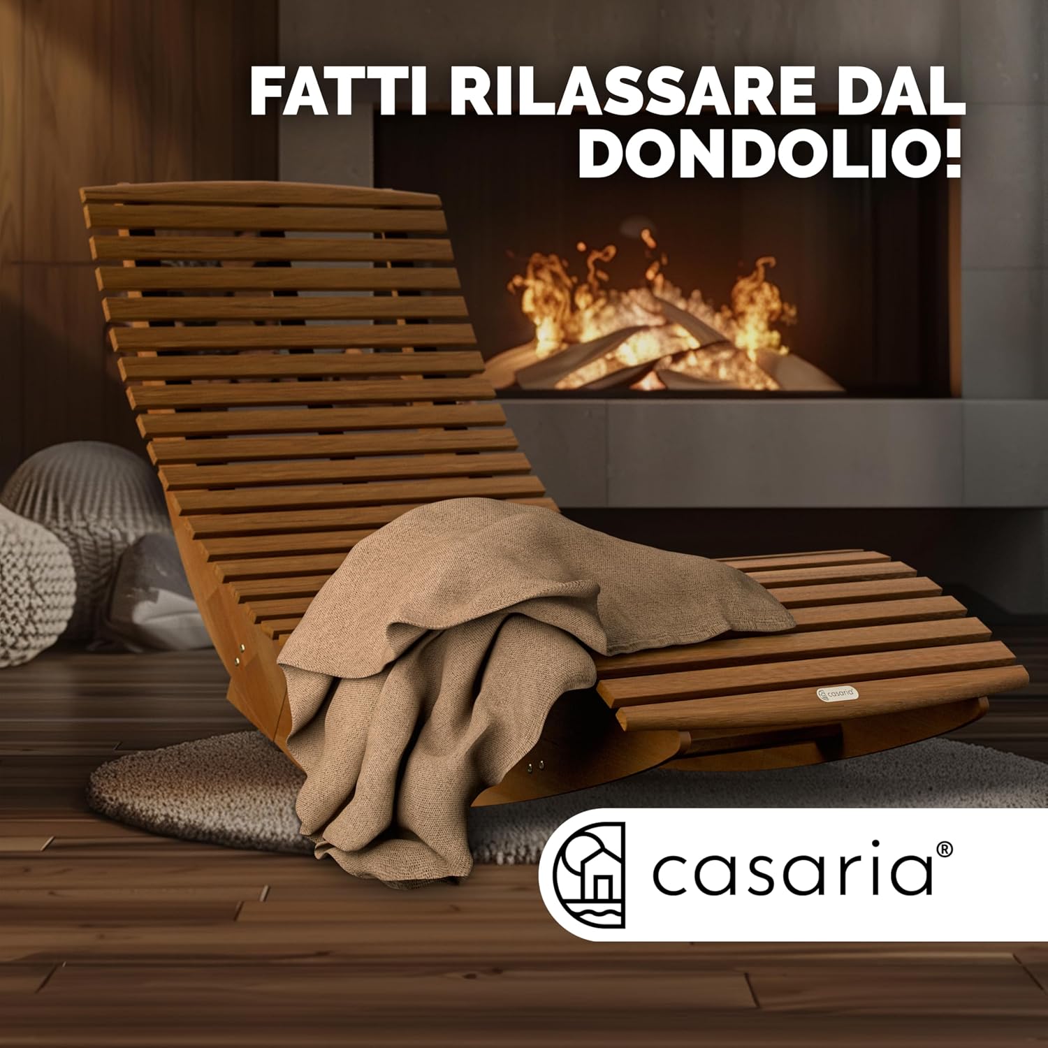 Casaria® 2x Sdraio a Dondolo JAVA Pieghevole 155x60x93cm Portata 160 kg Legno Acacia Certificato FSC® Lettino Sauna