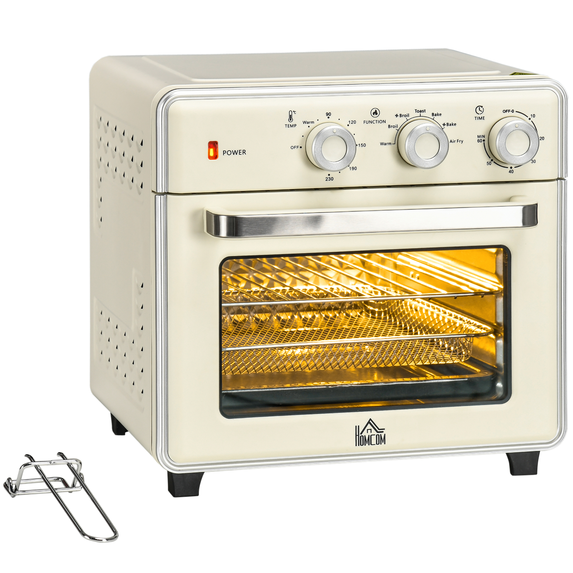 HOMCOM 5-in1 Mini Ofen, 20 L Fassungsvermögen, 1400W, 1 Backrost, 1 Backblech, 60 Min. Timer