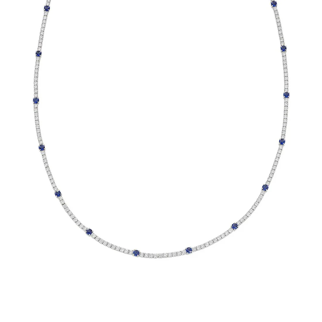 Collana Amen tennis pietre blu e bianche 2 e 3mm CLTB2B3BL