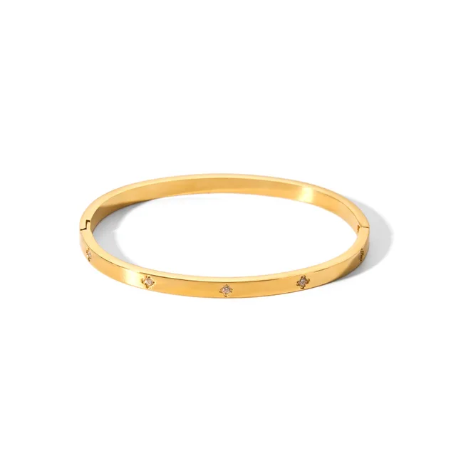 Waterproof Stainless-Steel Bangle with Cubic Zirconia �C Tarnish Free Women��s Bracelet