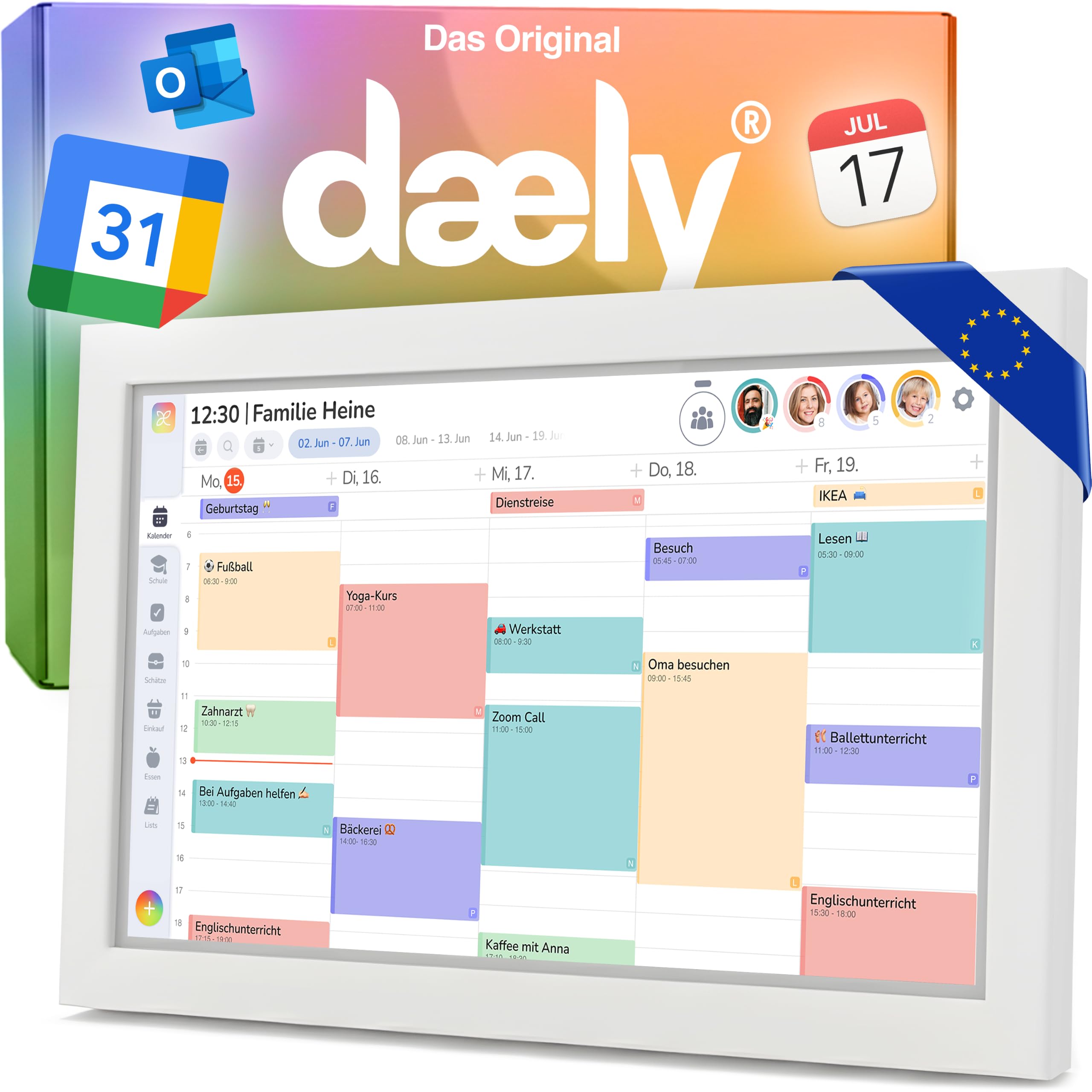 dæly Digitaler Kalender 15.6 Zoll Familienplaner Wandkalender Wandplaner 40 x 25 cm Server in Deutschland