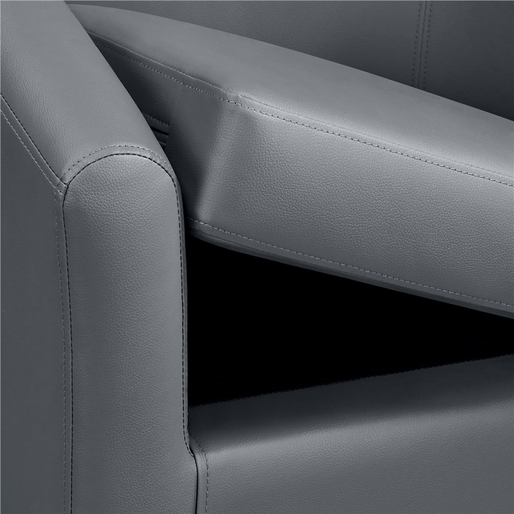 Renwick Faux Leather Barrel Accent Chair for Living Room, Set of 2, Black