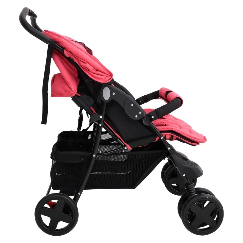 Kinder-Buggy aus Stahl, Leinen in Rot