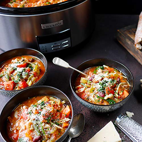 Crock pot Pentola per Cottura Lenta, Slow Cooker, Extra Large 7.5 litri, fino a 10 Persone, Spegnimento Automatico, 2 Impostazioni Cottura e Funzione Warm automatica, 230 W, Ceramica, Argento : Amazon.it: Casa e cucina