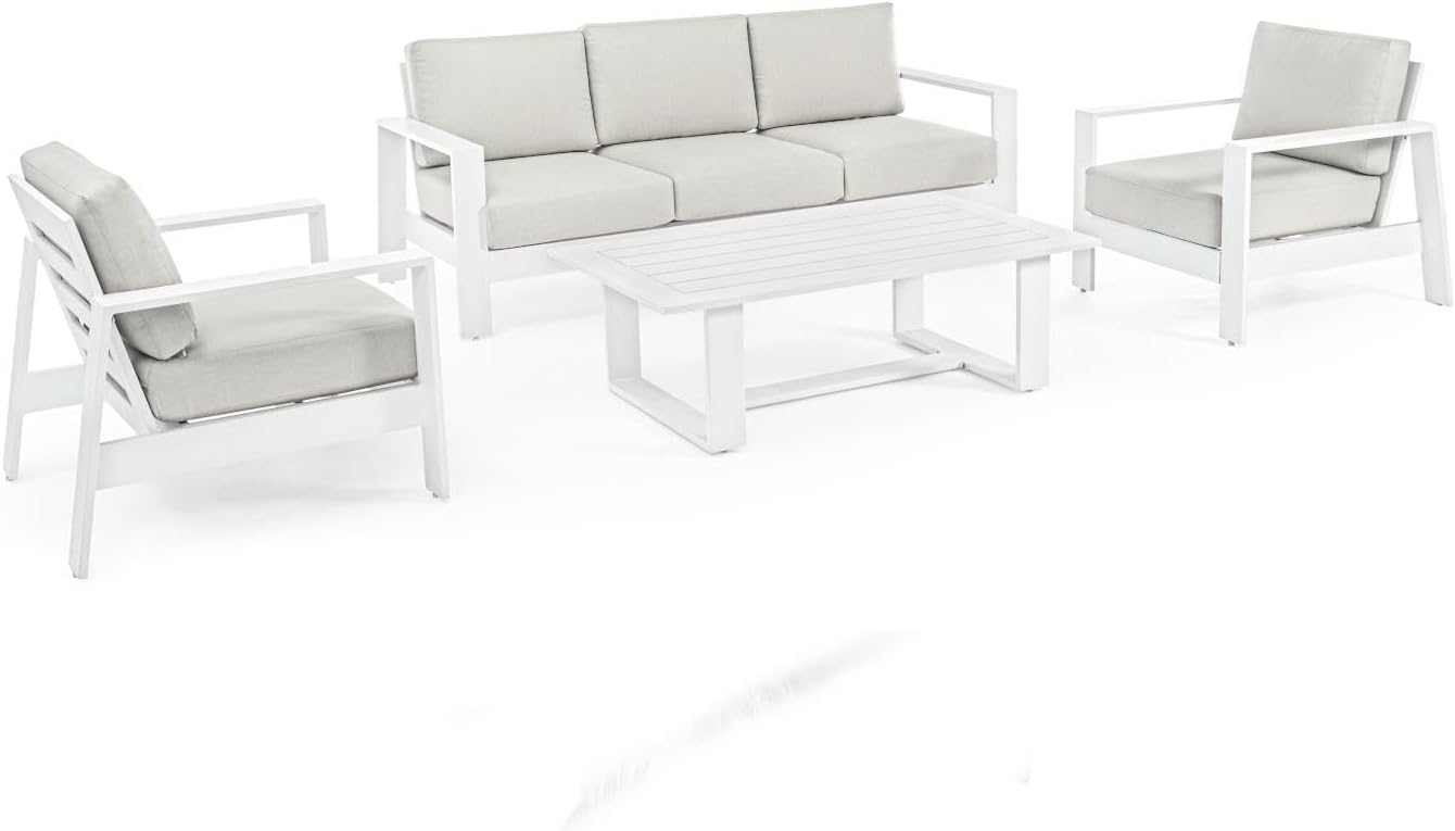 Bizzotto Set4 Salotto con Cuscini Baltic Bianco Yk11 cod.0663130