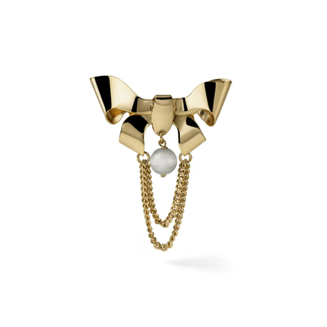 Spilla Unoaerre dorata con fiocco e pendente a perla 2713