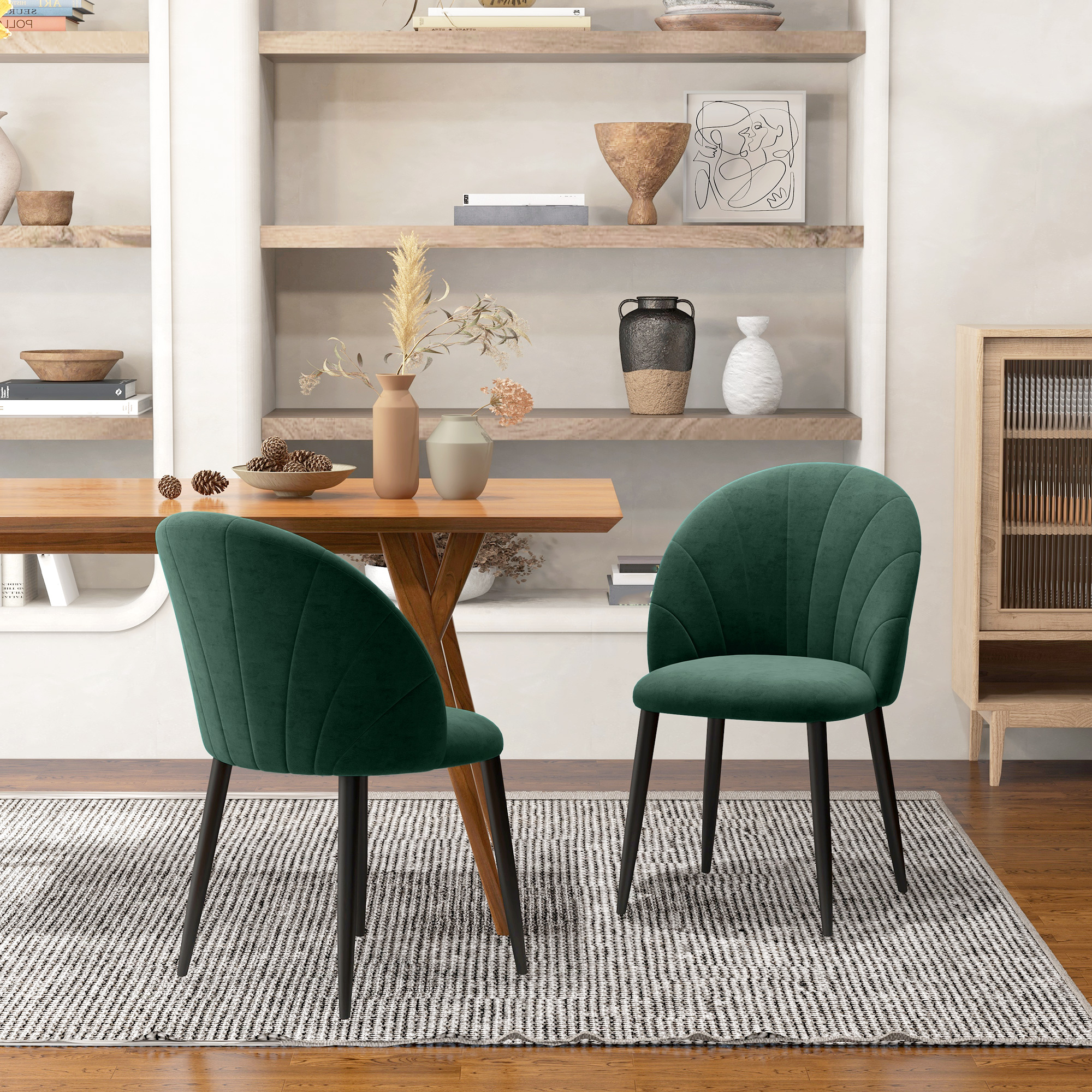 HOMCOM 2er-Set Esszimmerstühle Küchenstühle Akzentstühle, 52 cm x 54 cm x 79 cm, Grün