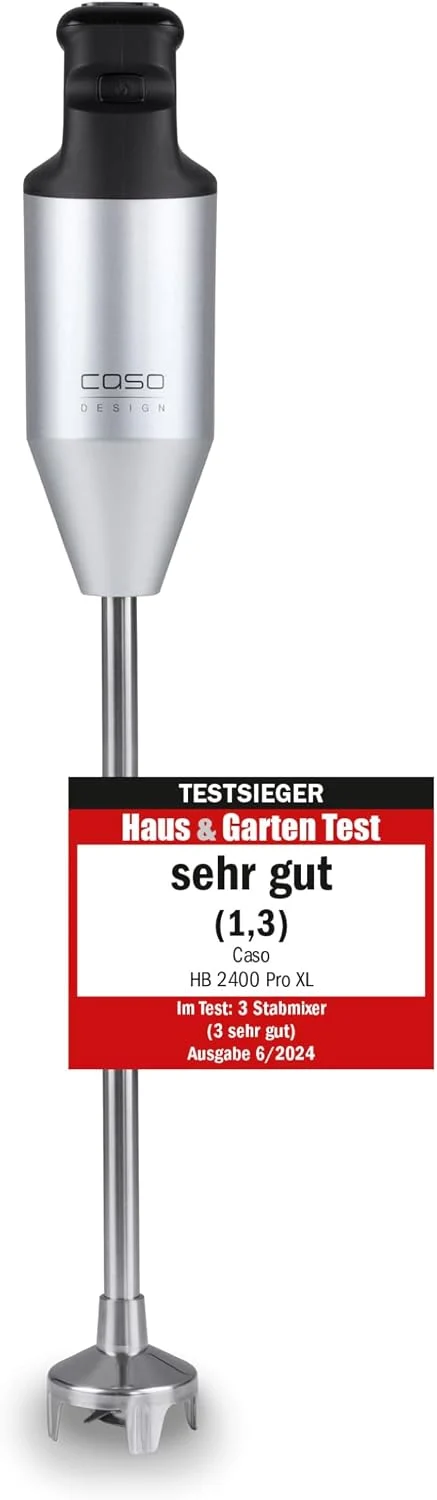 CASO HB 2400 Pro XL-Design Stabmixer Inkl. Zubehör, Edelstahlstab (29cm), leistungsstarke 24.000 U/min, Testsieger Haus & Garten Test, Mixen, Rühren