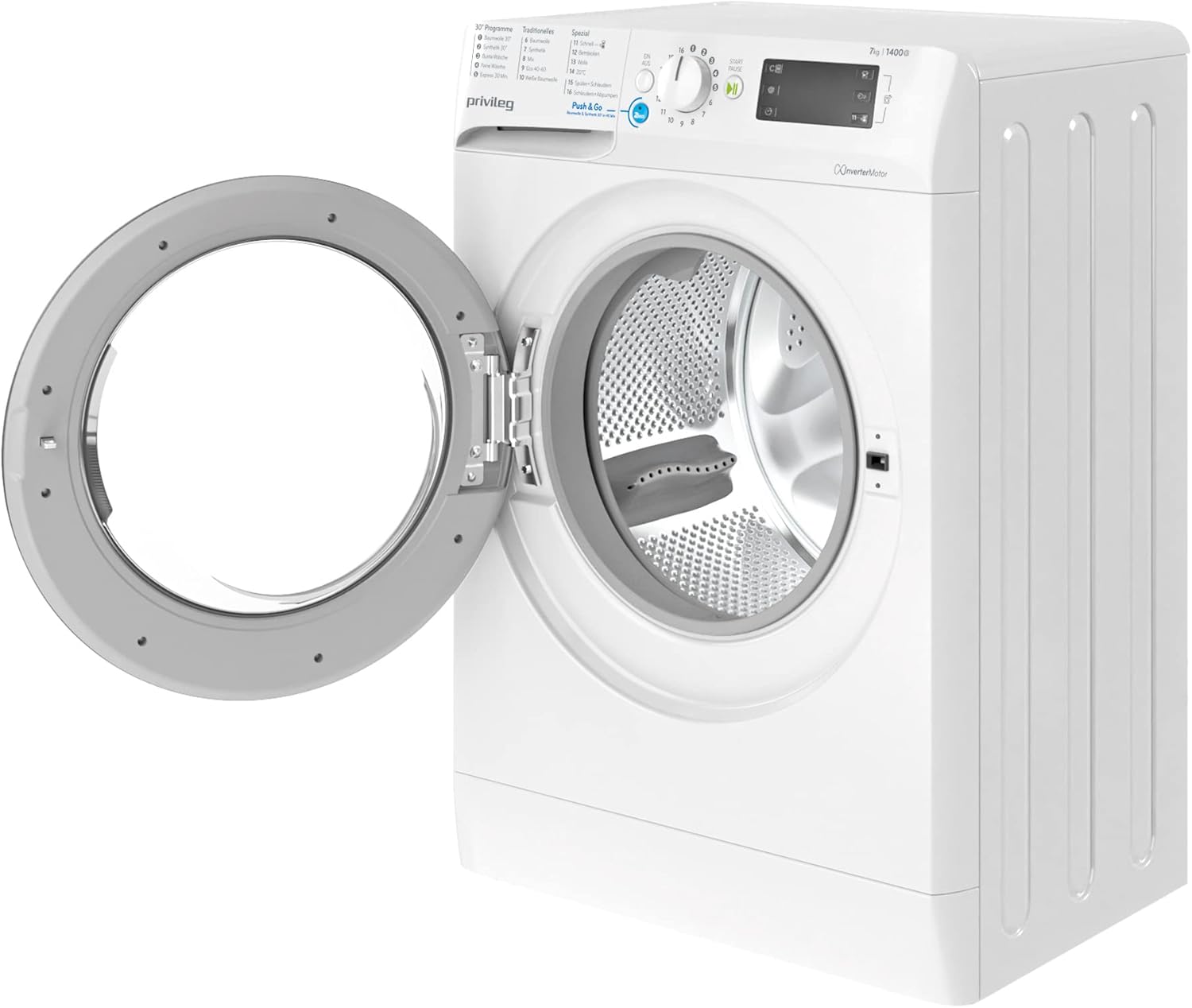 Privileg PWFV X 753 N Waschmaschine Frontlader/1400 U/min/7 kg/EEK B/Push & Go Steam/Schnell 20°/40°/60°, Express 30', Kurz 45'/Inverter-Motor/Mehrfachwasserschutz/Water Balance Plus