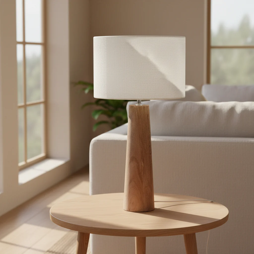 Natural Conical Wood Table Lamp Base �C Sustainably Sourced Solid Timber