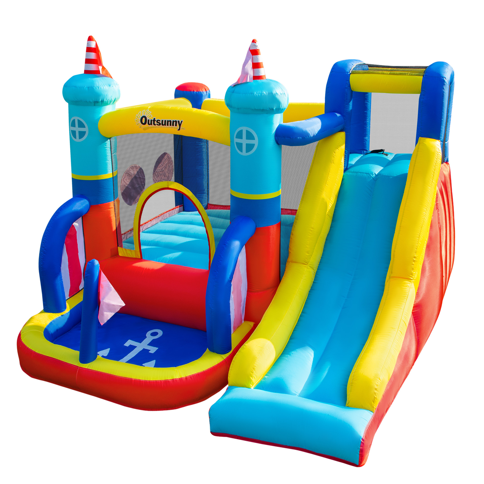 Outsunny springkasteel met blazer 265 cm x 260 cm x 200 cm