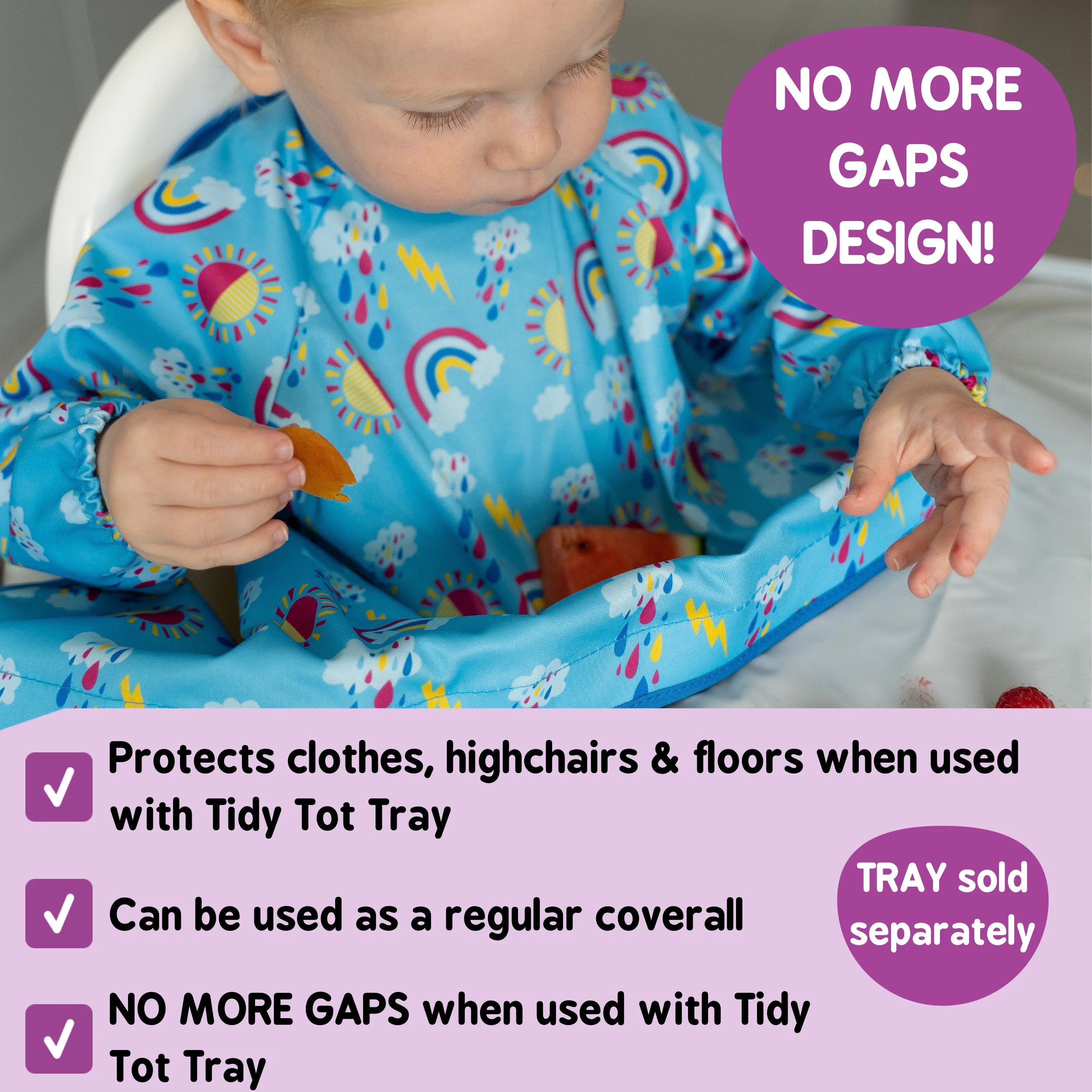 Coverall Bib for Kit - Sunny Rainbows