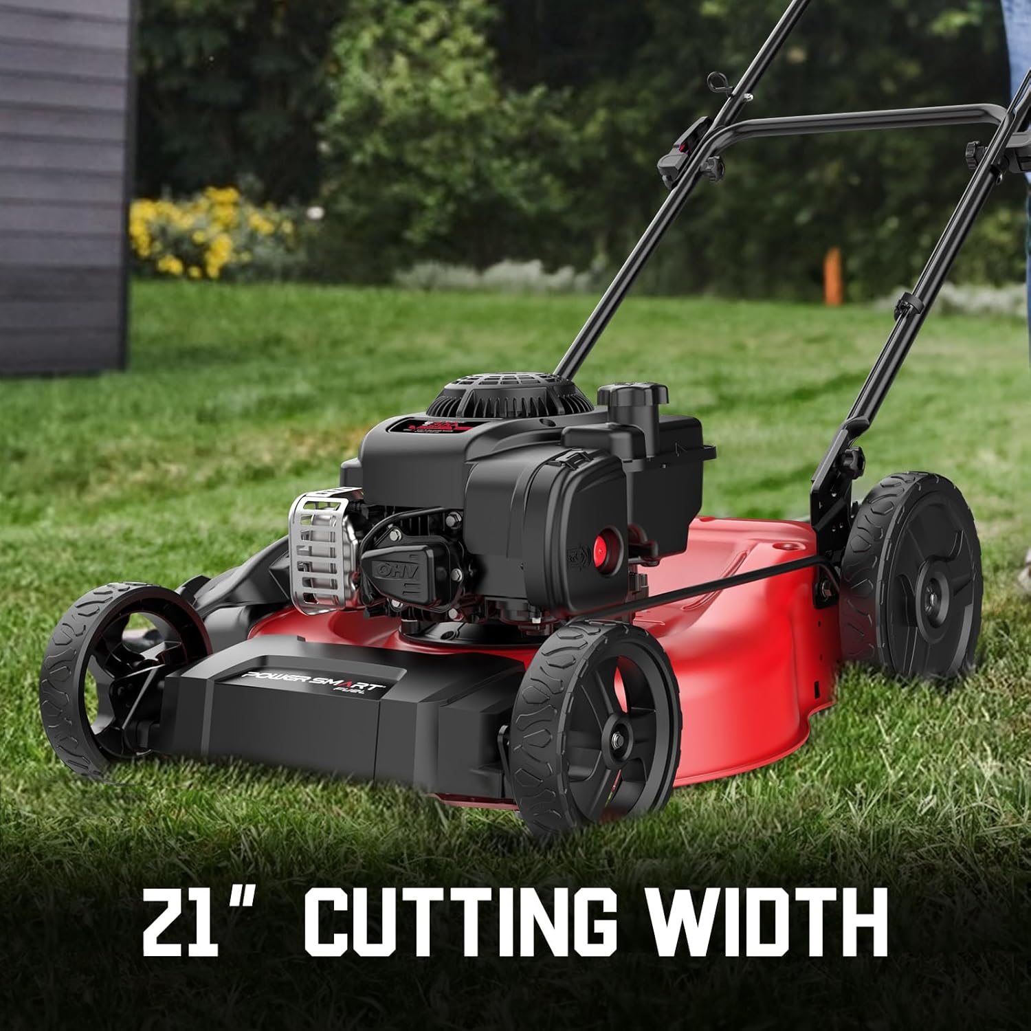 PowerSmart 21 in. Gas Lawn Mower with 125cc Briggs and Stratton E300 Engine  2-in-1 Push Mower with Mulching & Side-Discharge