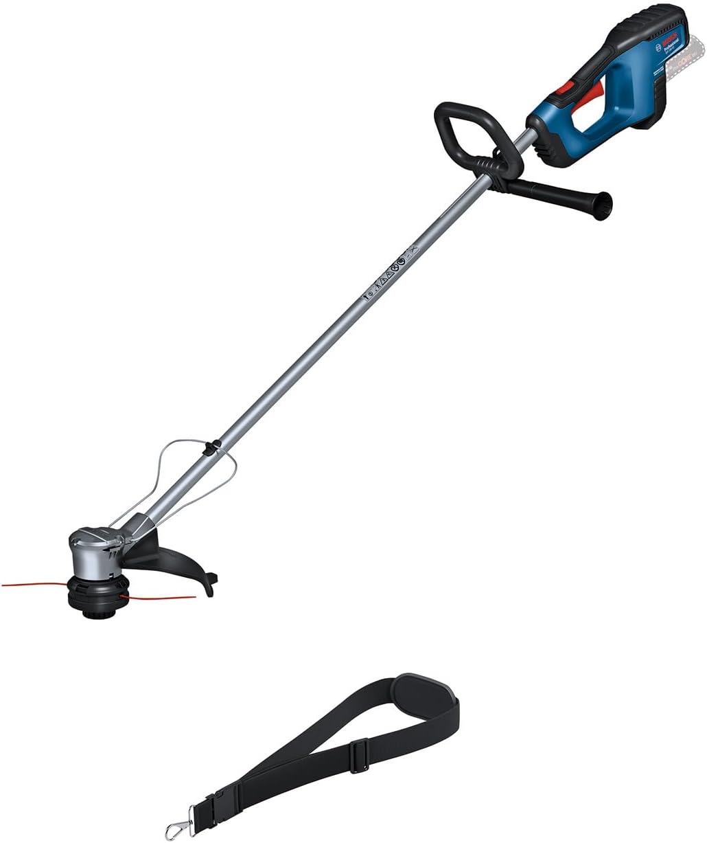Bosch Professional 18V System Akku-Rasentrimmer GRT 18V-33 (bürstenloser Motor, Schnittkreisdurchmesser von 33 cm, inkl. 1x Schultergurt, 1x Fadenspuleneinheit)