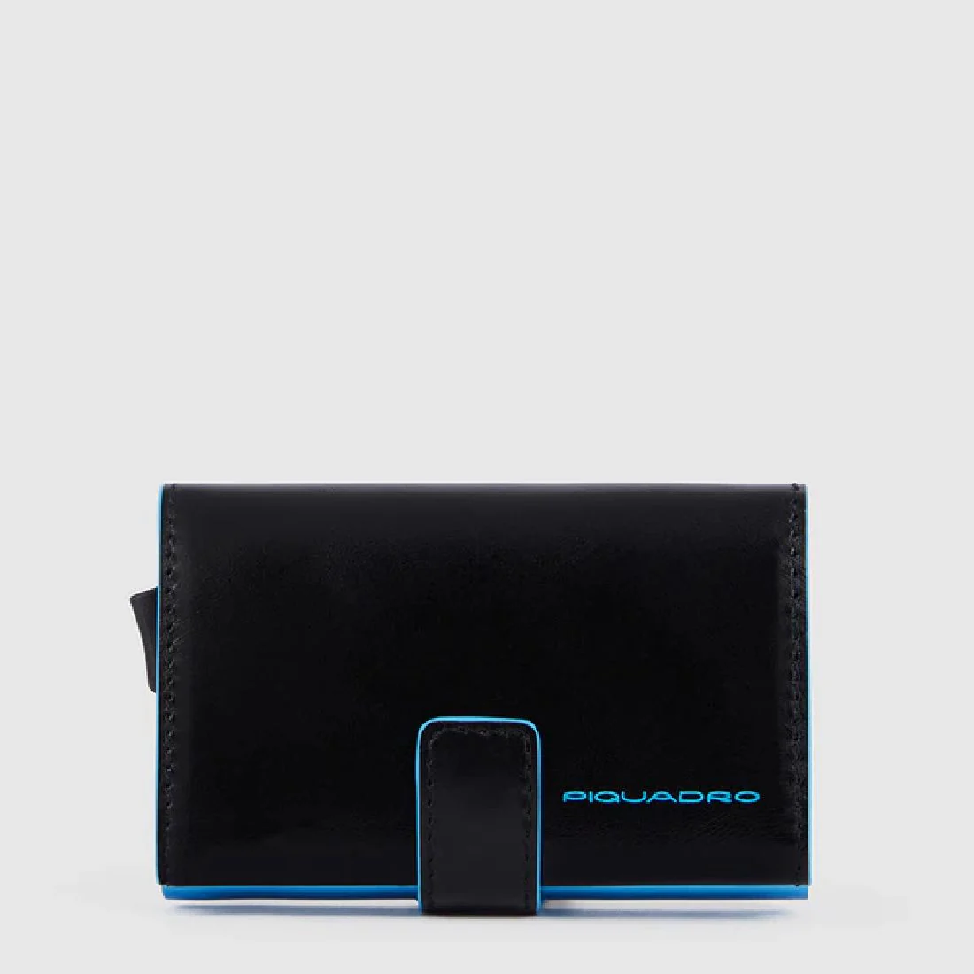 Portacarte Piquadro in metallo rifiniture in azzurro nero PP5649B2BLR-N