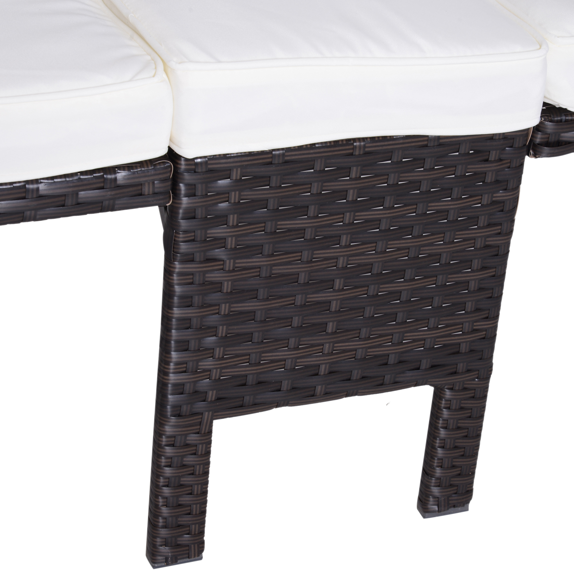 3-delige Tuinbank tuinmeubelen lounge tuinset zitgroep rotan meubel bruin poly-rotan + metaal 2-zits bank 2 x kruk kussens | Aosom.de