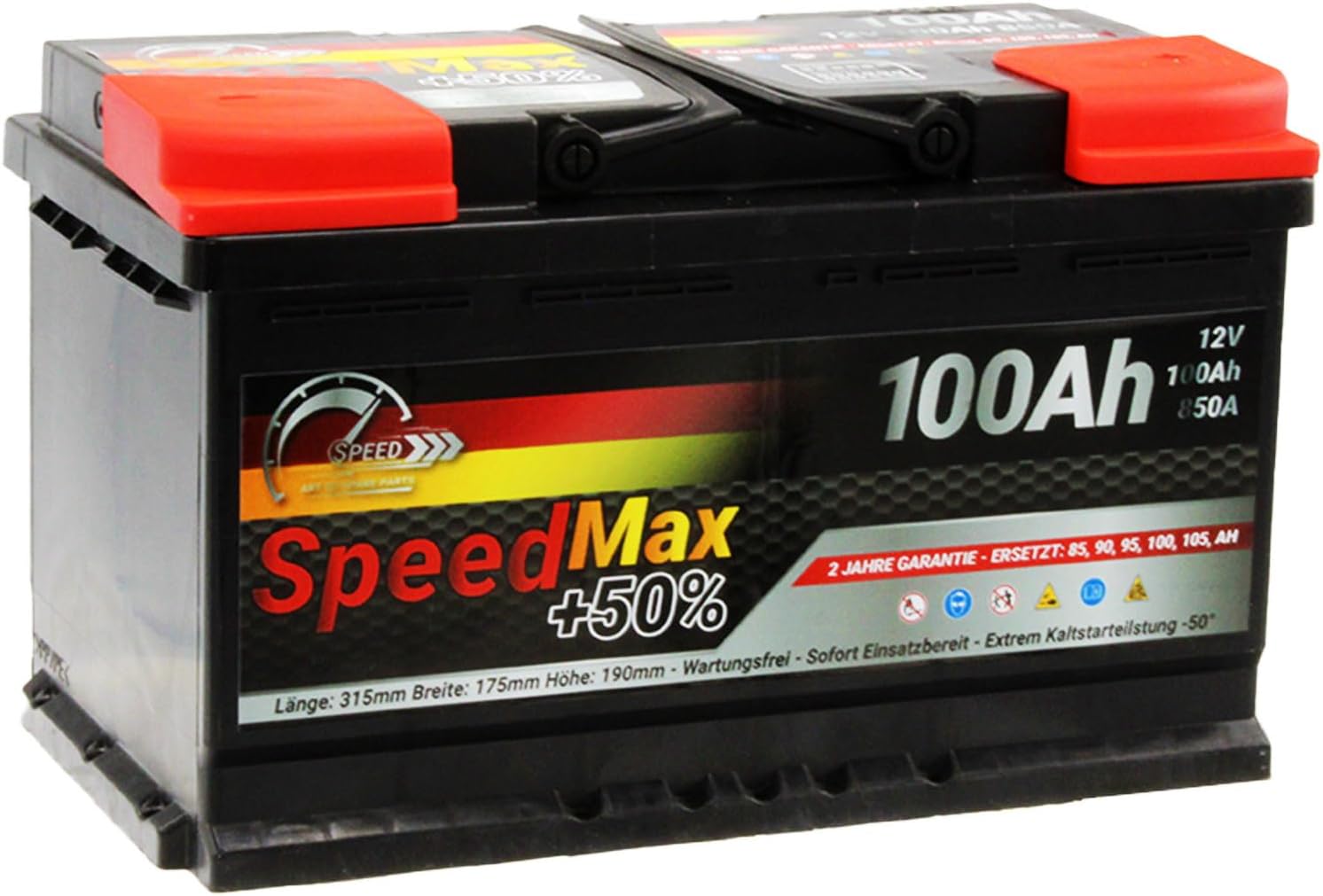 Batteria auto SPEED MAX L4100 100AH 850A 12V = FIamm 100Ah DX+ Pronta all'uso
