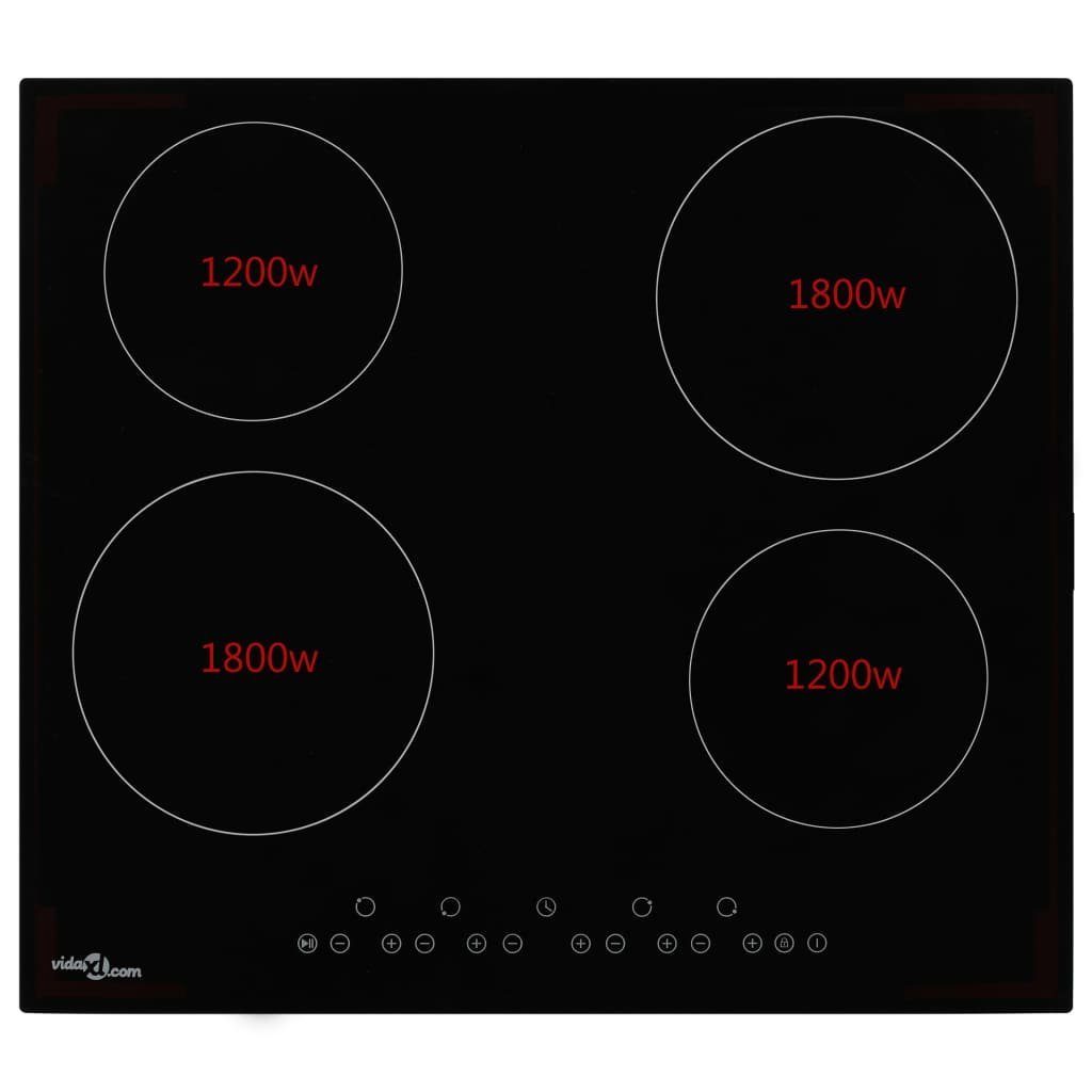 Elektro-Kochfeld Glaskeramik-Kochfeld mit 4 Platten Touch Control 6000 W