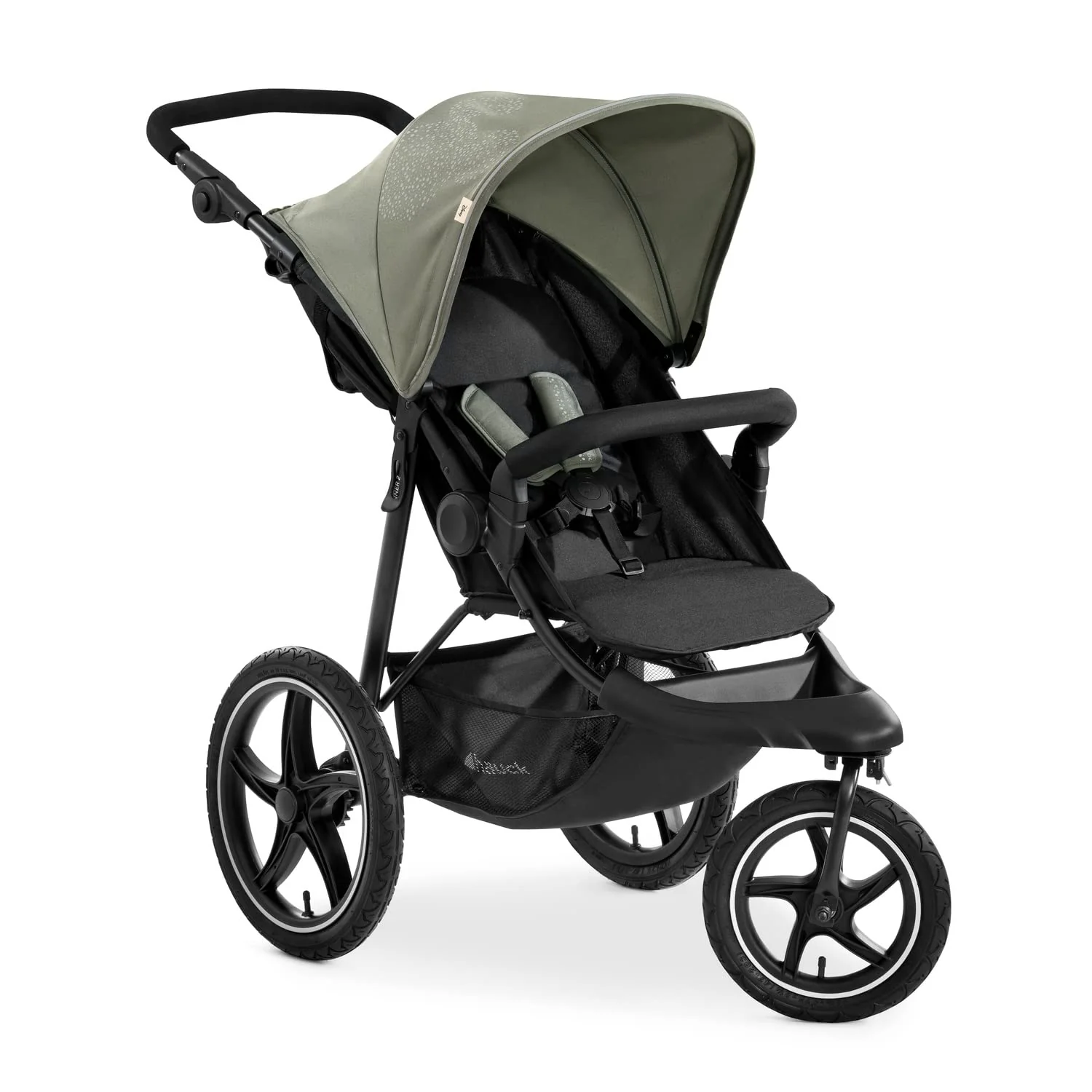 hauck Kinderwagen Runner 2, Driewielige buggy met XL luchtbanden voor kinderen tot 22 kg, UV-bescherming 50+, Ventilatievenster, In hoogte verstelbaar, Opvouwbaar, XL mand tot 3 kg, Ligstand (Black)