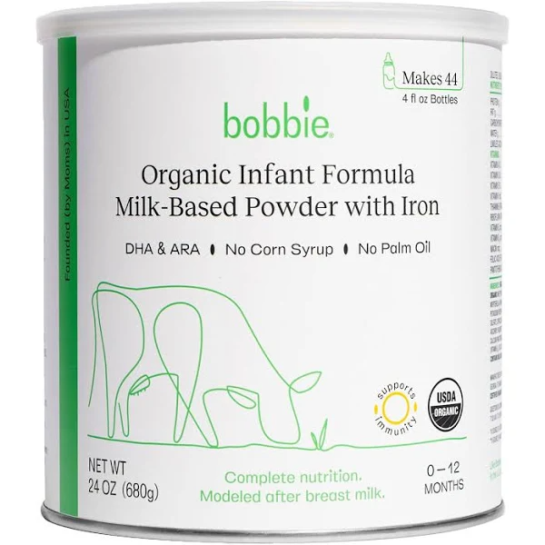 Bobbie Organic Infant Formula Powder, 24oz – USDA Certified, Non-GMO, EU-Style, Iron & DHA Enriched