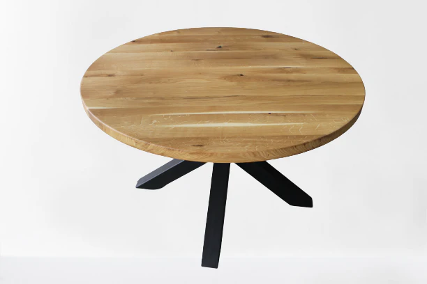 Serie UNA | Massivholztisch Rund - Eiche - inkl. Tischbein Matrix - versch. Gren und Farben | Durchmesser: 100 - 160 cm