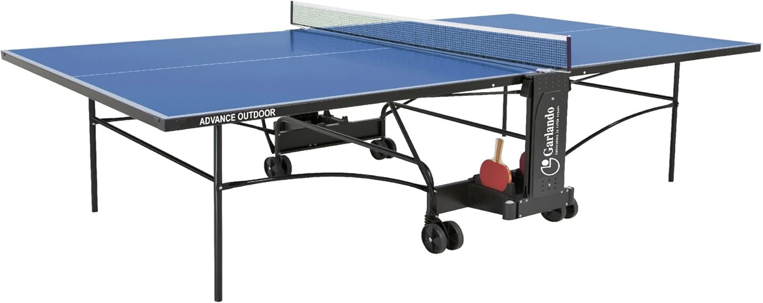 Garlando Tavolo da Ping Pong Advance Outdoor Con Ruote Per Esterno Blu